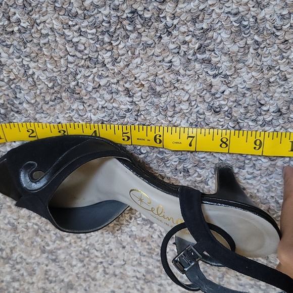 Celina Black Suede Small Heels Sandal shoes - Picture 7 of 7